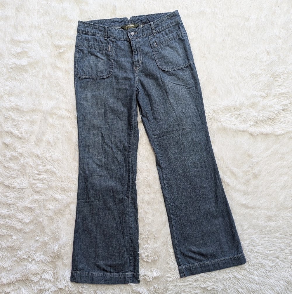 🔴SALE! Y2K Vintage Eddie Bauer 100% Cotton Dark Wash Patch Pocket Bootcut Jeans